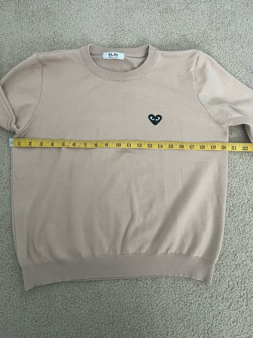 Comme Des Garcons Play Camel Tan Crewneck Sweater View 6